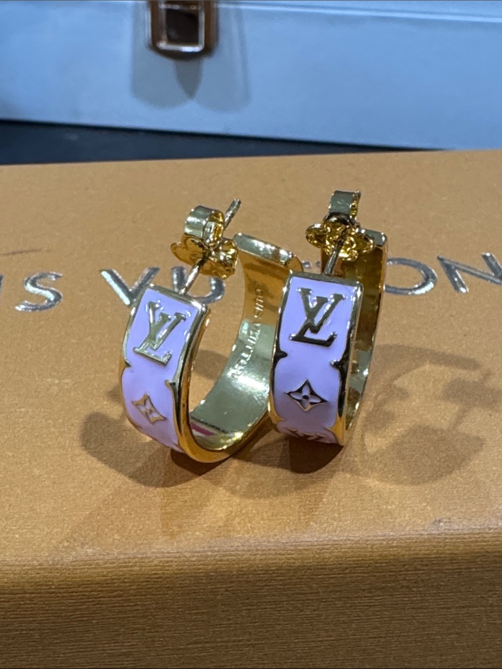 Lavender Enamel Gold-Tone Hoop Earrings